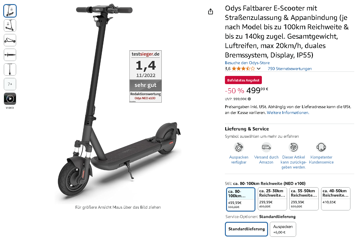 Odys NEO E100 Faltbarer E-Scooter