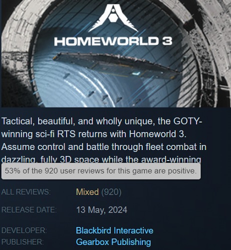 Und das ist das Spiel, auf das Sie 20 Jahre lang gewartet haben? Spieler kritisierten das Weltraum-Strategiespiel Homeworld 3 für seine langweilige Handlung und das zu einfache Gameplay-2 Und das ist das Spiel, auf das Sie 20 Jahre lang gewartet haben? Spieler kritisierten das Weltraum-Strategiespiel Homeworld 3 für seine langweilige Handlung und das zu einfache Gameplay-2