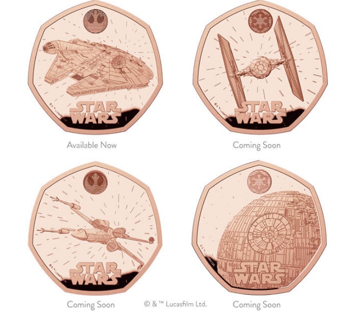 Die britische Münzanstalt hat eine Numismatik-Kollektion herausgegeben, die drei ikonische Raumschiffe und den Todesstern aus Star Wars zeigt-3 Die britische Münzanstalt hat eine Numismatik-Kollektion herausgegeben, die drei ikonische Raumschiffe und den Todesstern aus Star Wars zeigt-3