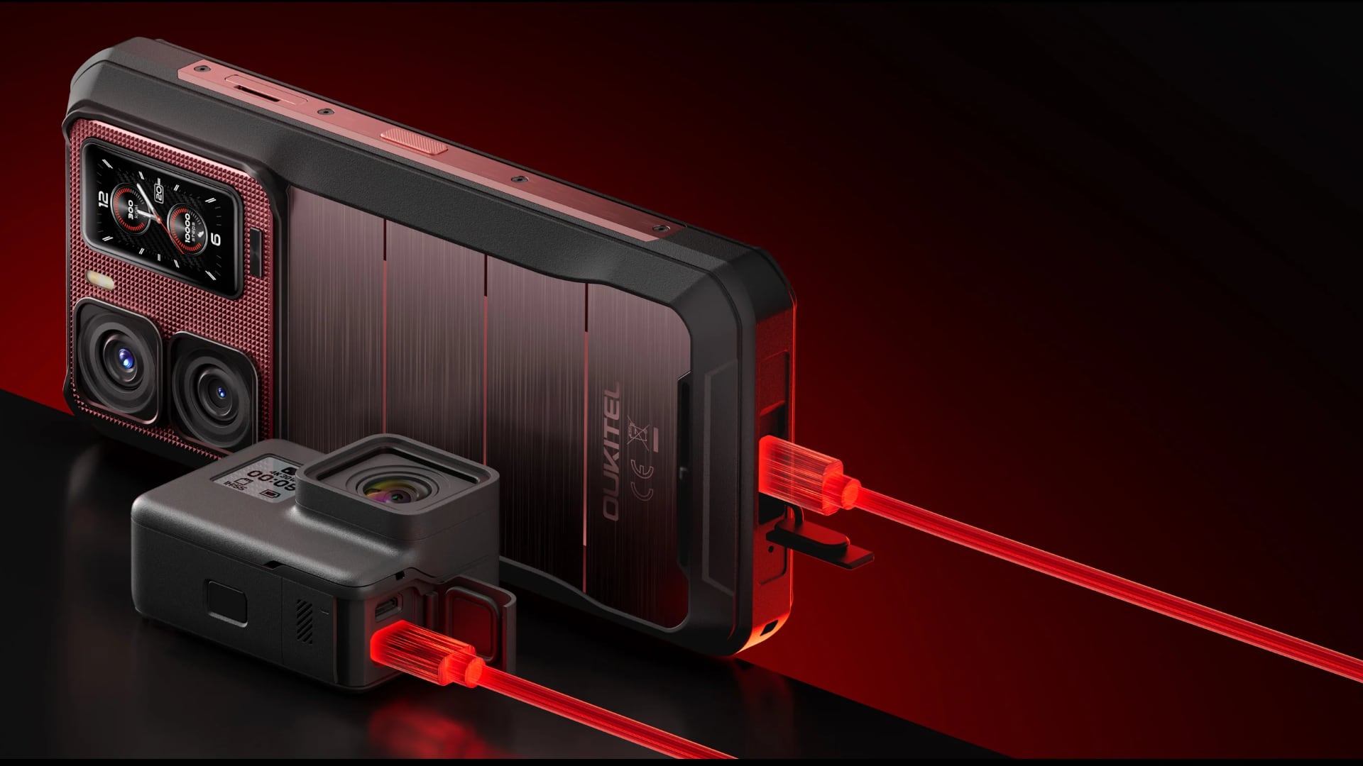 Bild des Oukitel WP300 mit zusätzlichen Modulen