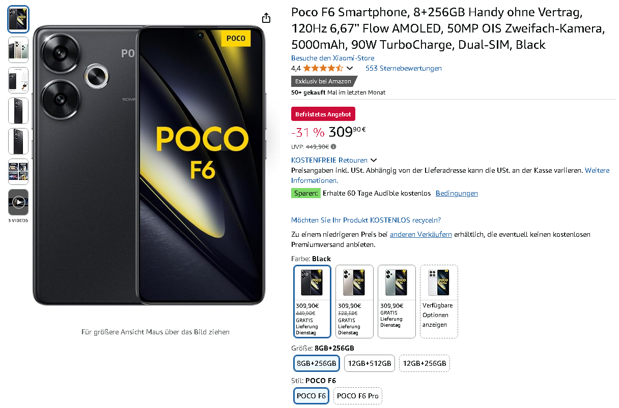 Screenshot der POCO F6