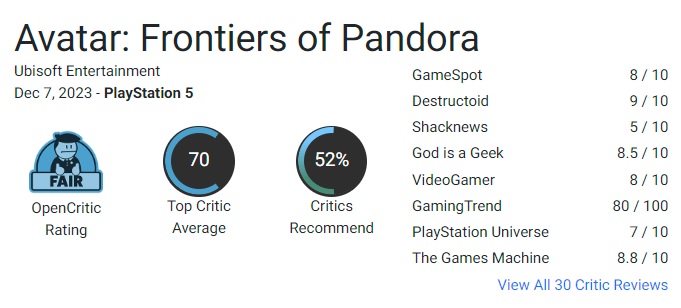 Ein schönes Spiel mit banalem Gameplay: Ubisofts Avatar: Frontiers of Pandora wurde von den Kritikern unterschiedlich aufgenommen-3