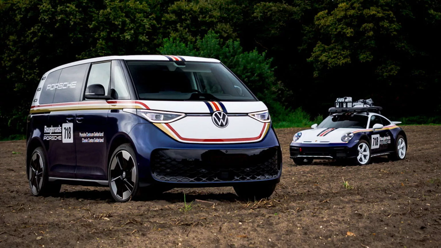 Porsche 911 Dakar mit VW ID Transporter. Buzz Porsche 911 Dakar mit VW ID Transporter. Buzz