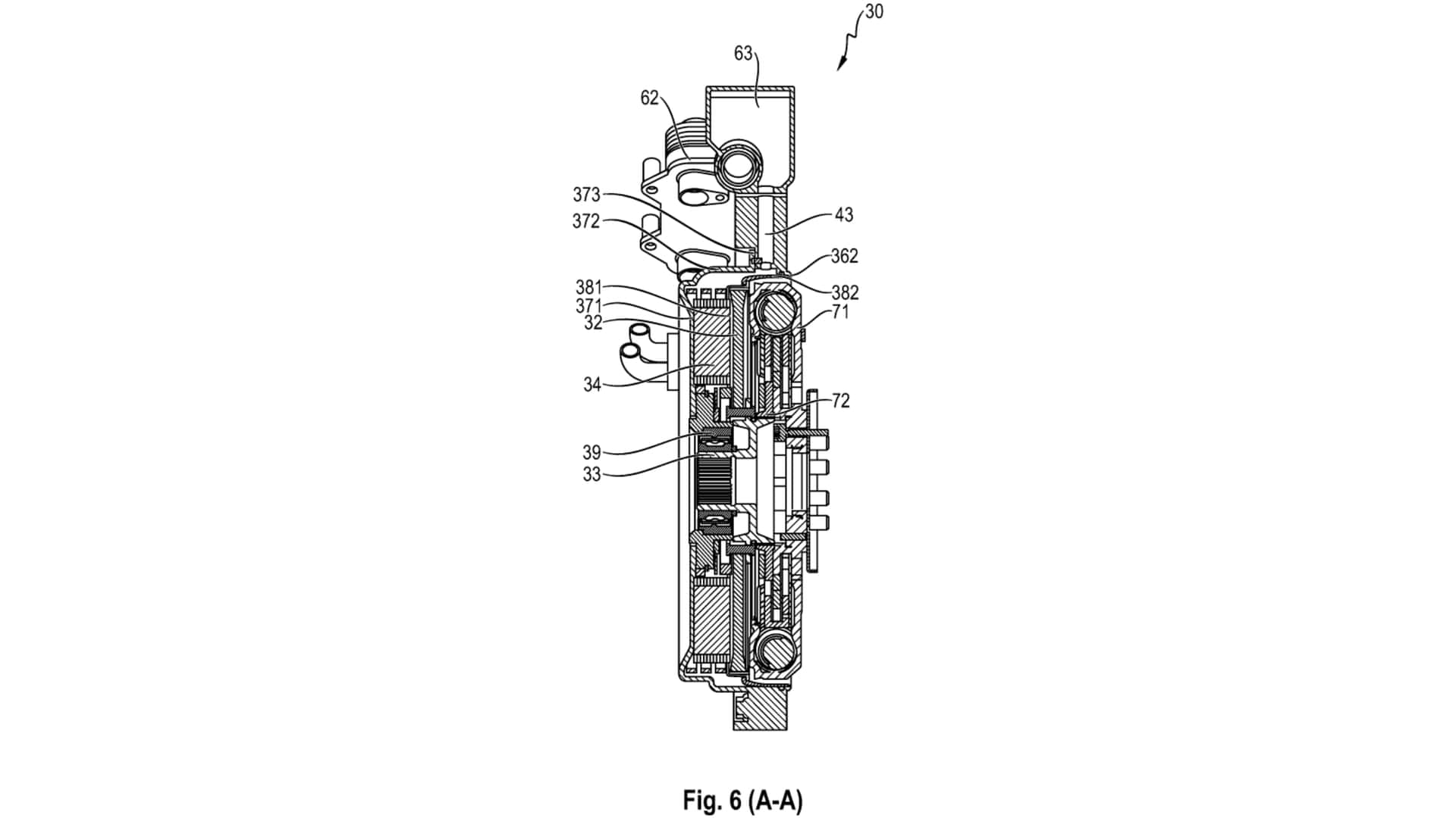 Schematische Darstellung des Hybridsystems von Porsche mit einem Elektromotor mit axialem Fluss.