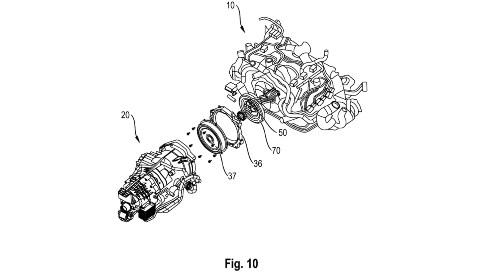 Allgemeine Ansicht des Patentdokuments für den Hybridantrieb von Porsche.