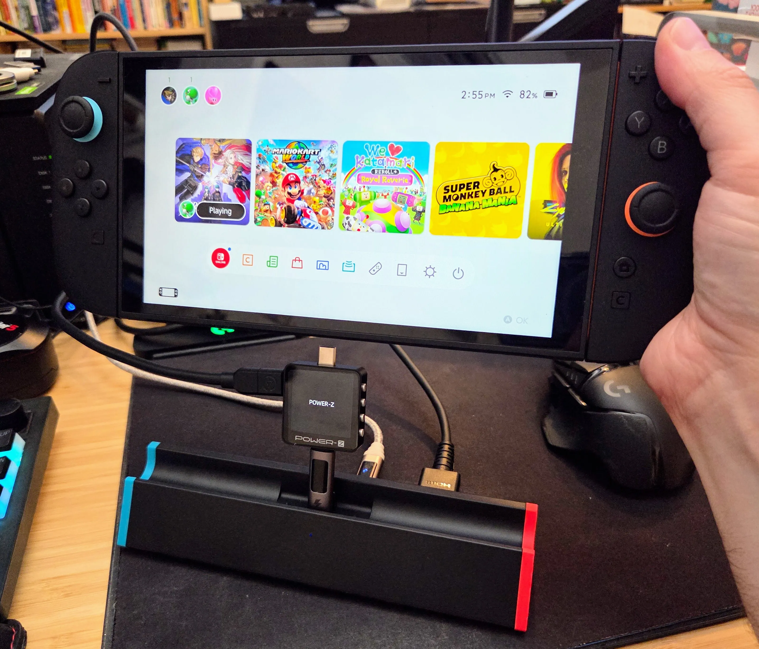 Den Analysator mit Switch 2 und der Dockingstation verbinden