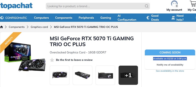 Screenshot von der Website von Top Achat