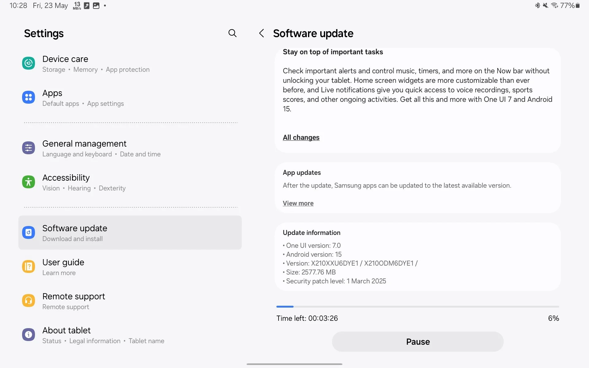 One UI 7 Update für Galaxy Tab A9+ One UI 7 Update für Galaxy Tab A9+