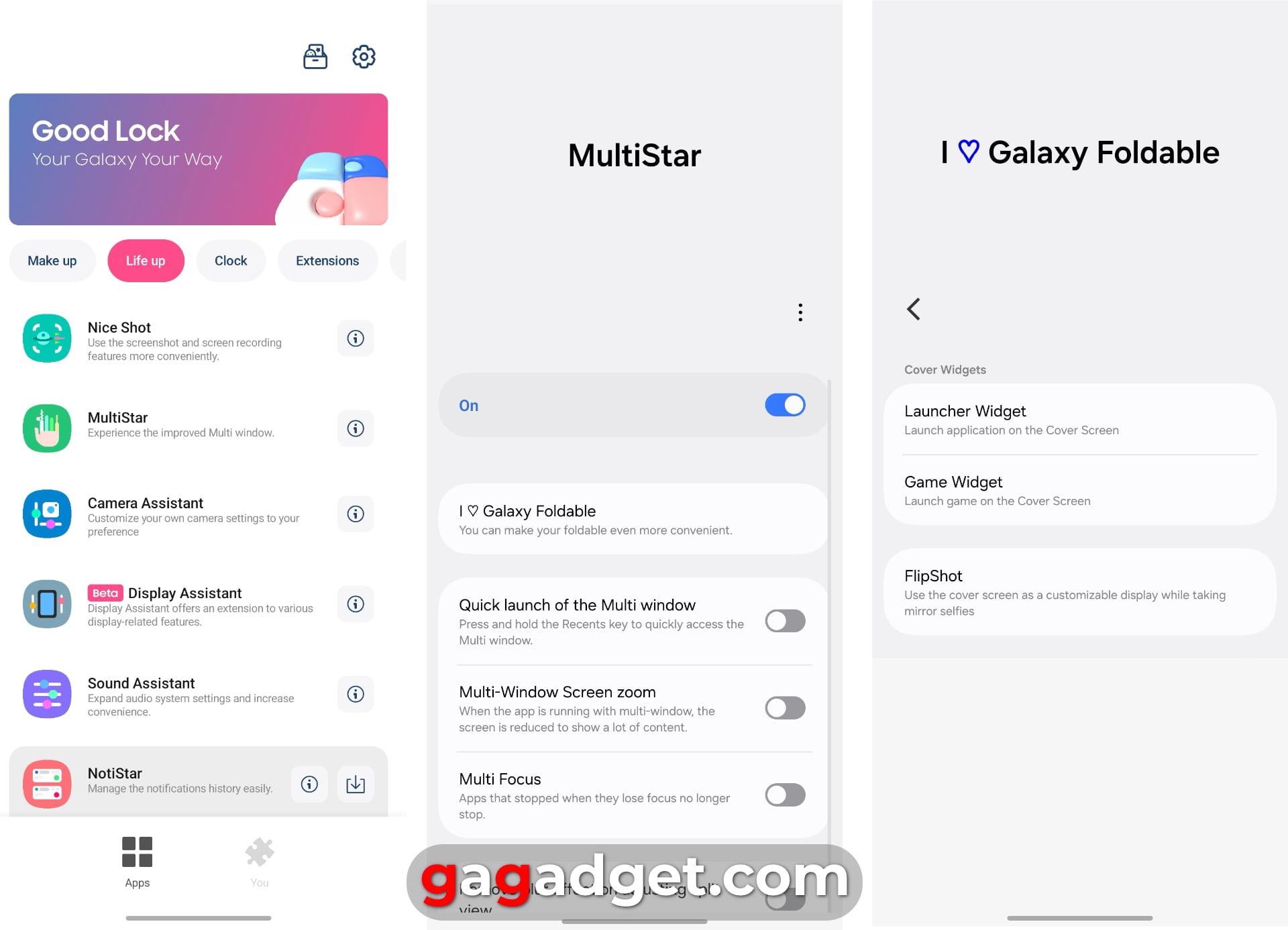 Drei Dinge, die das Motorola RAZR Clamshell besser machen als das Samsung Galaxy Flip-7 Screenshots von der Good Lock-App. Illustration: gagadget
