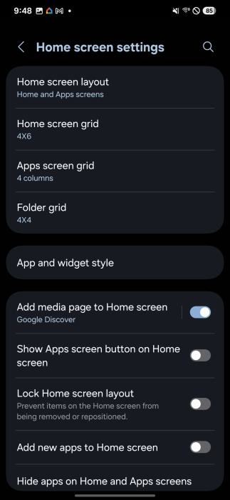 Einrichten des Startbildschirms in One UI 7 Einrichten des Startbildschirms in One UI 7