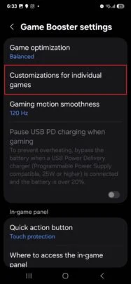 Screenshot von Game Booster mit Galaxy S25 Screenshot von Game Booster mit Galaxy S25