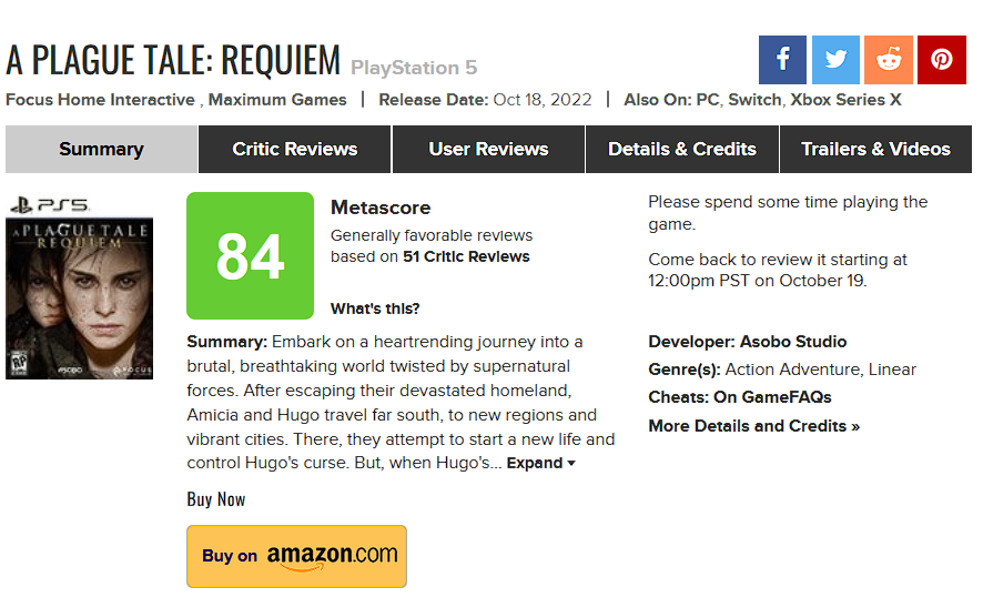 Erste Schätzungen von A Plague Tale: Requiem. Das Spiel wird für seine Geschichte und Grafik gelobt, aber schreckliche Optimierung und Bugs werden festgestellt-2 Erste Schätzungen von A Plague Tale: Requiem. Das Spiel wird für seine Geschichte und Grafik gelobt, aber schreckliche Optimierung und Bugs werden festgestellt-2