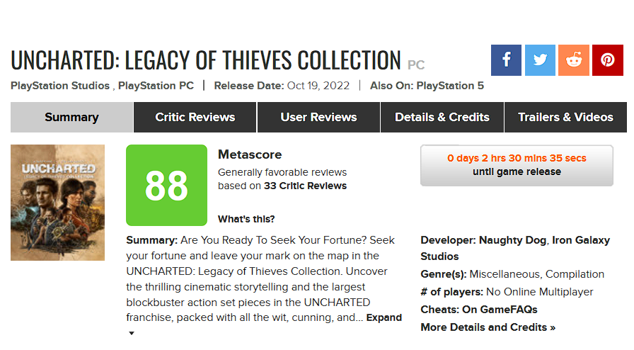 Journalisten haben Rezensionen für die PC-Version von Uncharted: Legacy of Thieves Collection. Alle loben die Optimierung des Spiels und stellen eine gelungene Portierung fest-2 Journalisten haben Rezensionen für die PC-Version von Uncharted: Legacy of Thieves Collection. Alle loben die Optimierung des Spiels und stellen eine gelungene Portierung fest-2