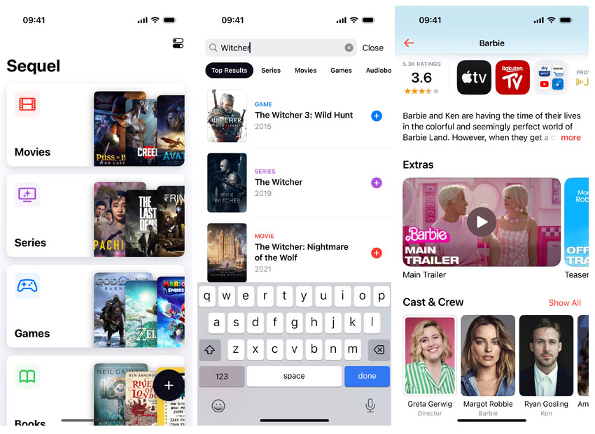 Screenshot der Sequel-App auf dem iPhone Screenshot der Sequel-App auf dem iPhone