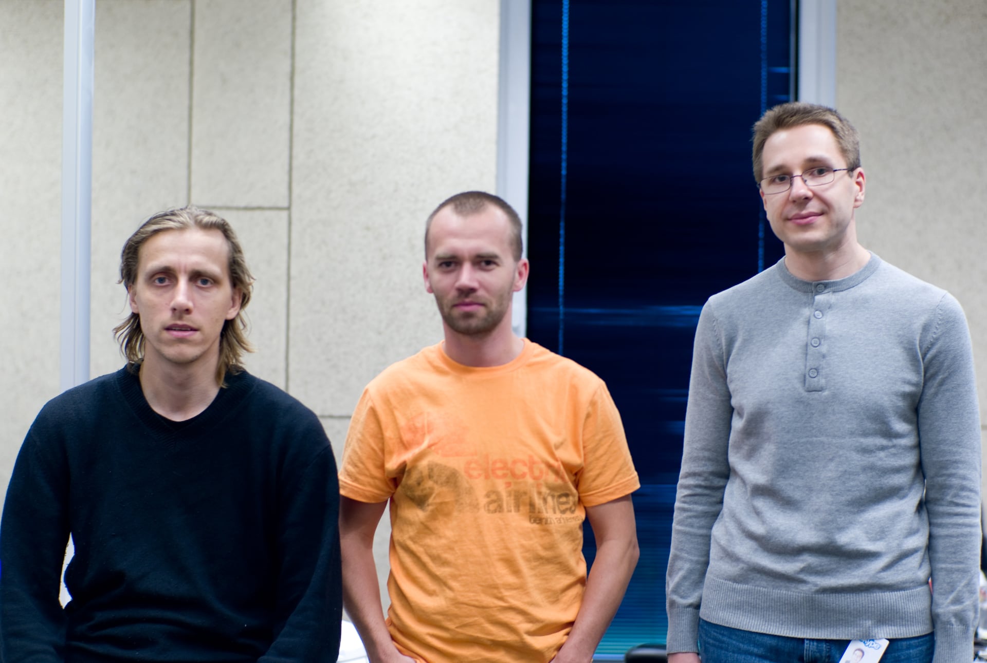 Ahti Heinla, Tiivo Annus und Priit Kasesalu im Jahr 2007. Illustration: Wikipedia
