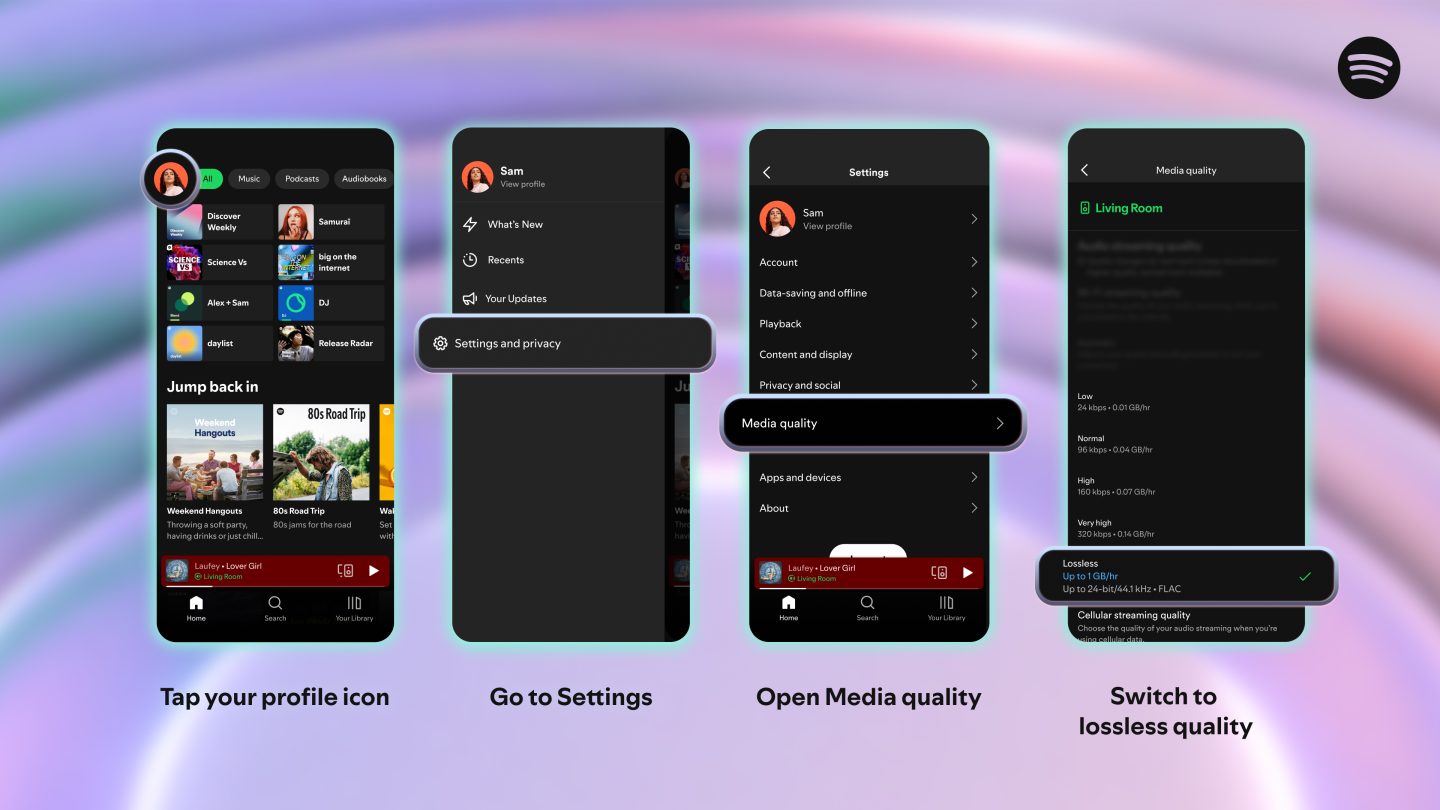 Einrichten der Lossless-Funktion in Spotify