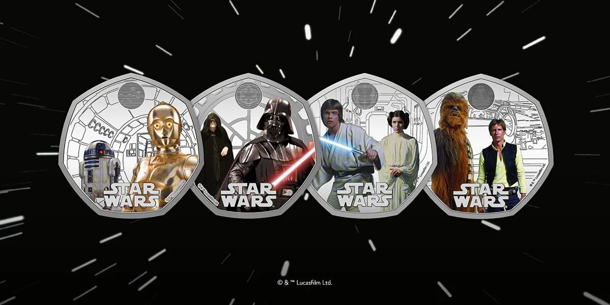 Ein königliches Geschenk für Star-Wars-Fans: Die britische Münzprägeanstalt hat eine Münzsammlung mit Figuren aus der kultigen Filmsaga herausgegeben Ein königliches Geschenk für Star-Wars-Fans: Die britische Münzprägeanstalt hat eine Münzsammlung mit Figuren aus der kultigen Filmsaga herausgegeben