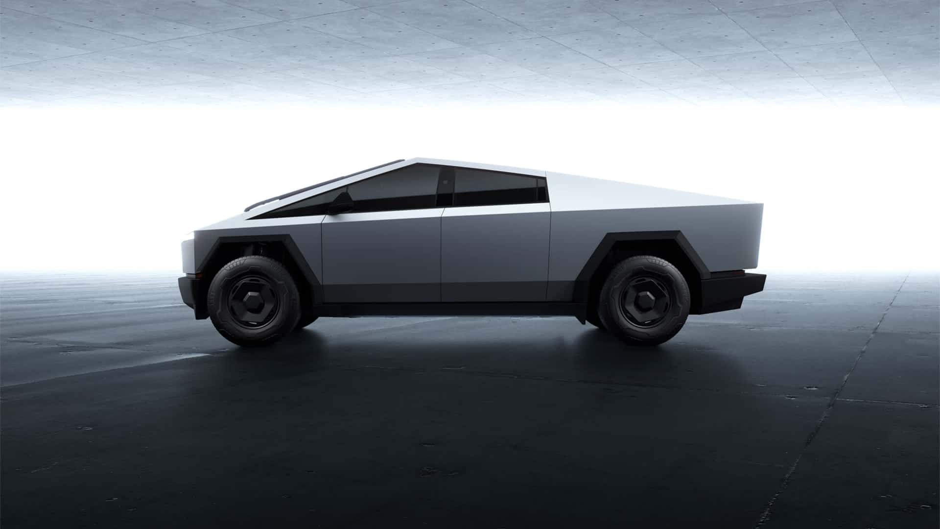 Tesla Cybertruck Long Range vor der Kulisse einer Stadtlandschaft Tesla Cybertruck Long Range vor der Kulisse einer Stadtlandschaft
