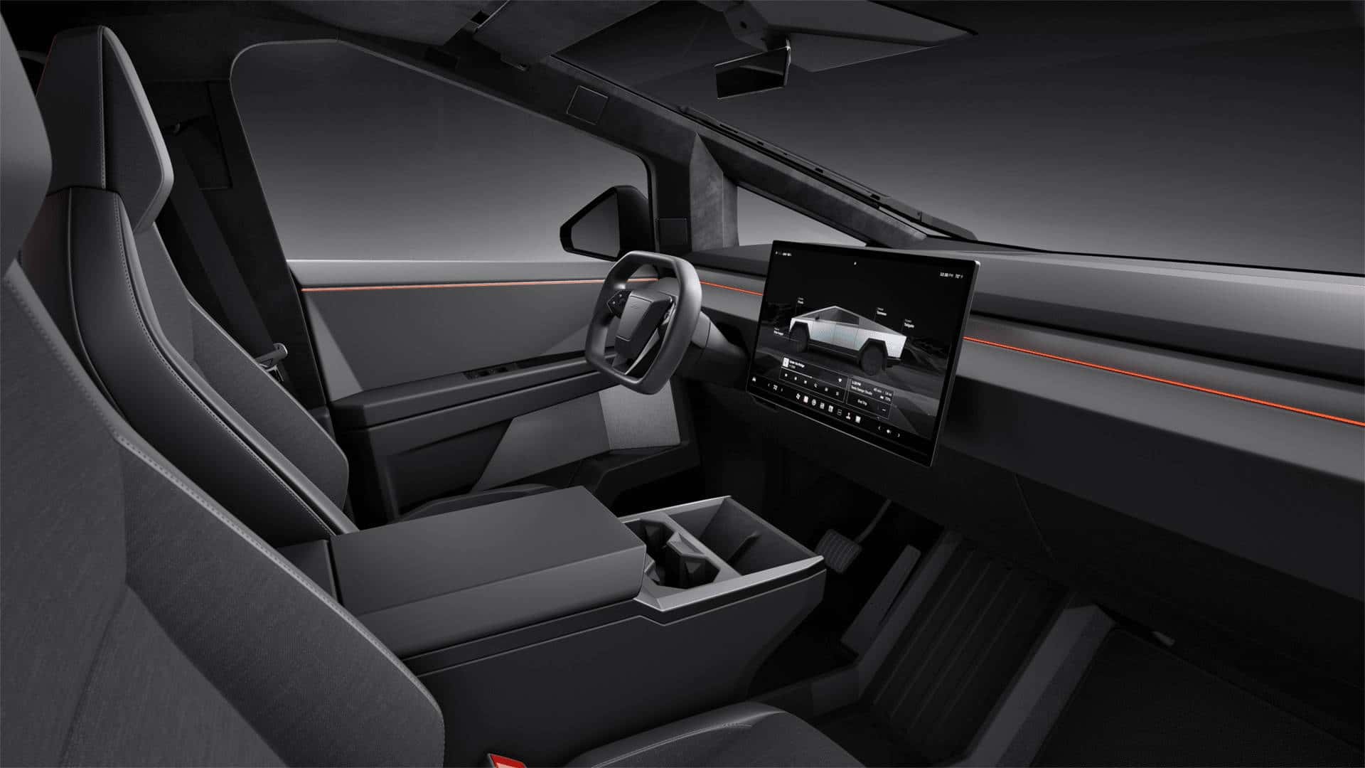 Das Innere des Tesla Cybertruck Long Range. Illustration: Tesla Tesla Cybertruck Long Range Innenraum