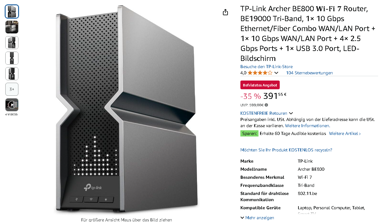 TP-Link Archer BE800 Wi-Fi 7 Router Screenshot