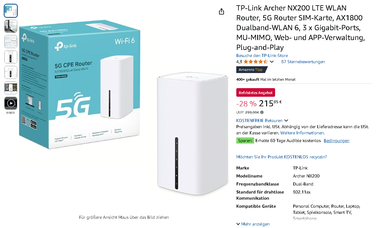 TP-Link Archer NX200 Router Screenshot der TP-Link Archer NX200