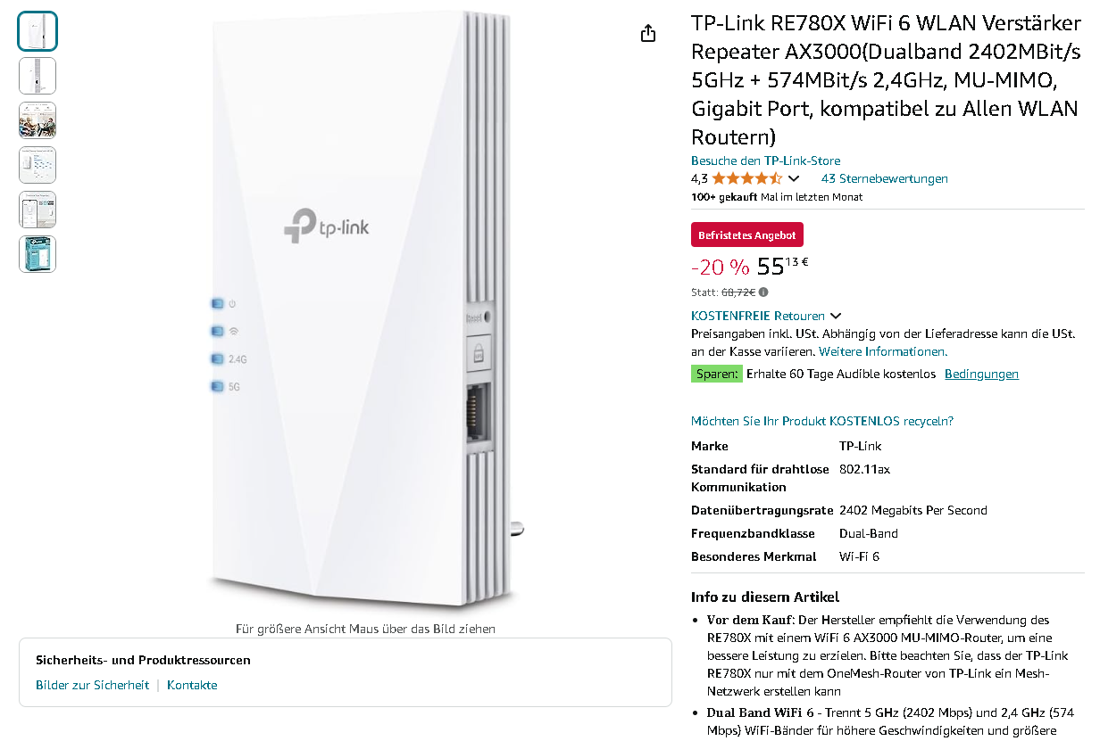 Screenshot der TP-Link RE780X Screenshot der TP-Link RE780X