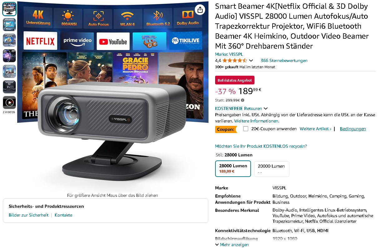 VISSPL Smart Beamer Screenshot der VISSPL Smart Beamer