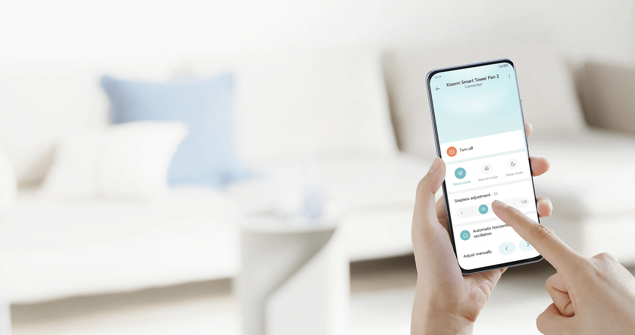 Steuerung des Smart Tower Fan 2 über die App. Illustration: Xiaomi